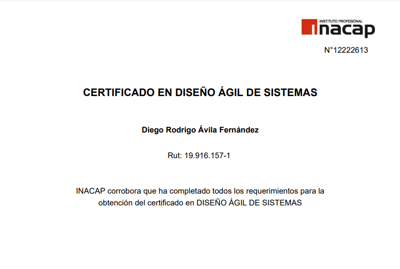 Certificado Diseño ágil de sistemas