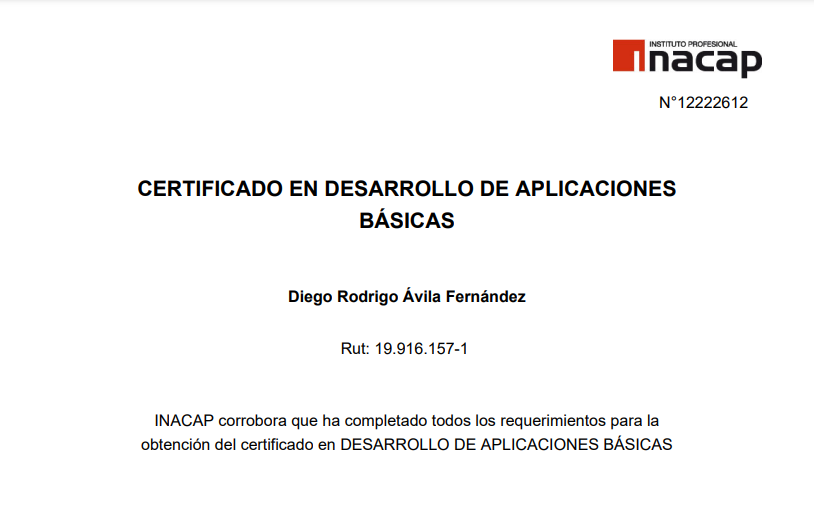 Certificado Desarrollo de aplicaciones básicas